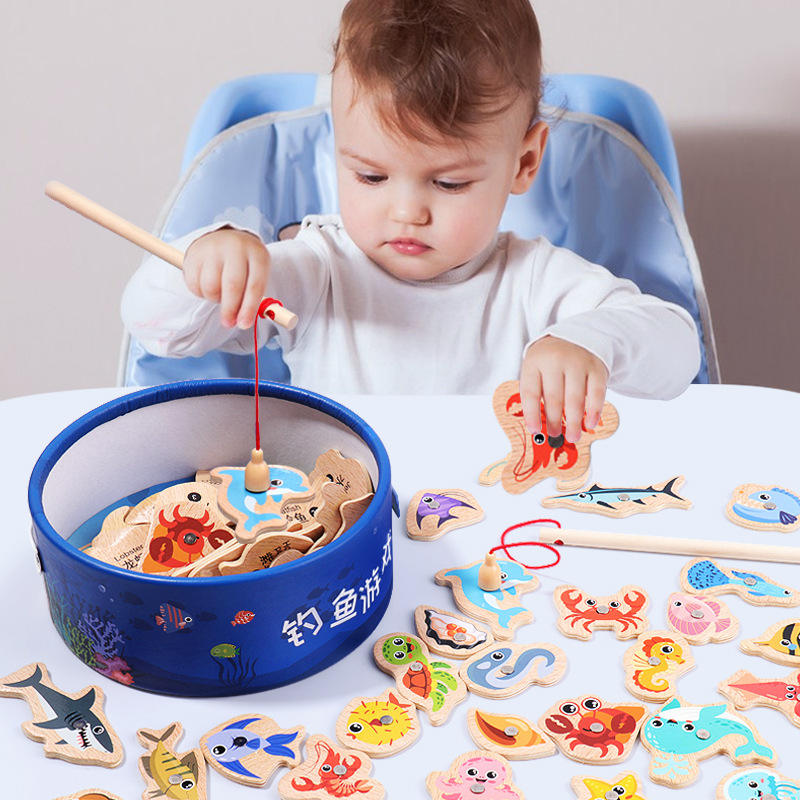Fishing Equipment For Kids - 어린이를위한 나무 자석 낚시 장난감 해양