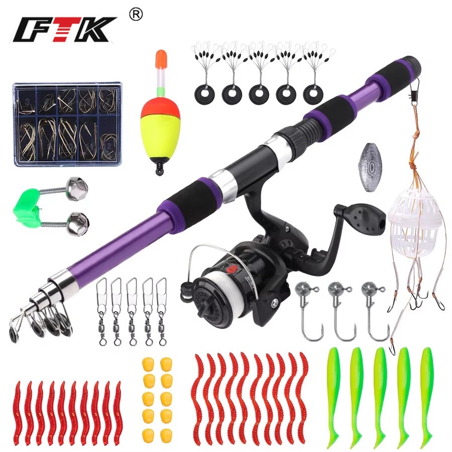 Fishing Equipment For Kids - FTK 1.8M 휴대용 스피닝 낚싯대 릴