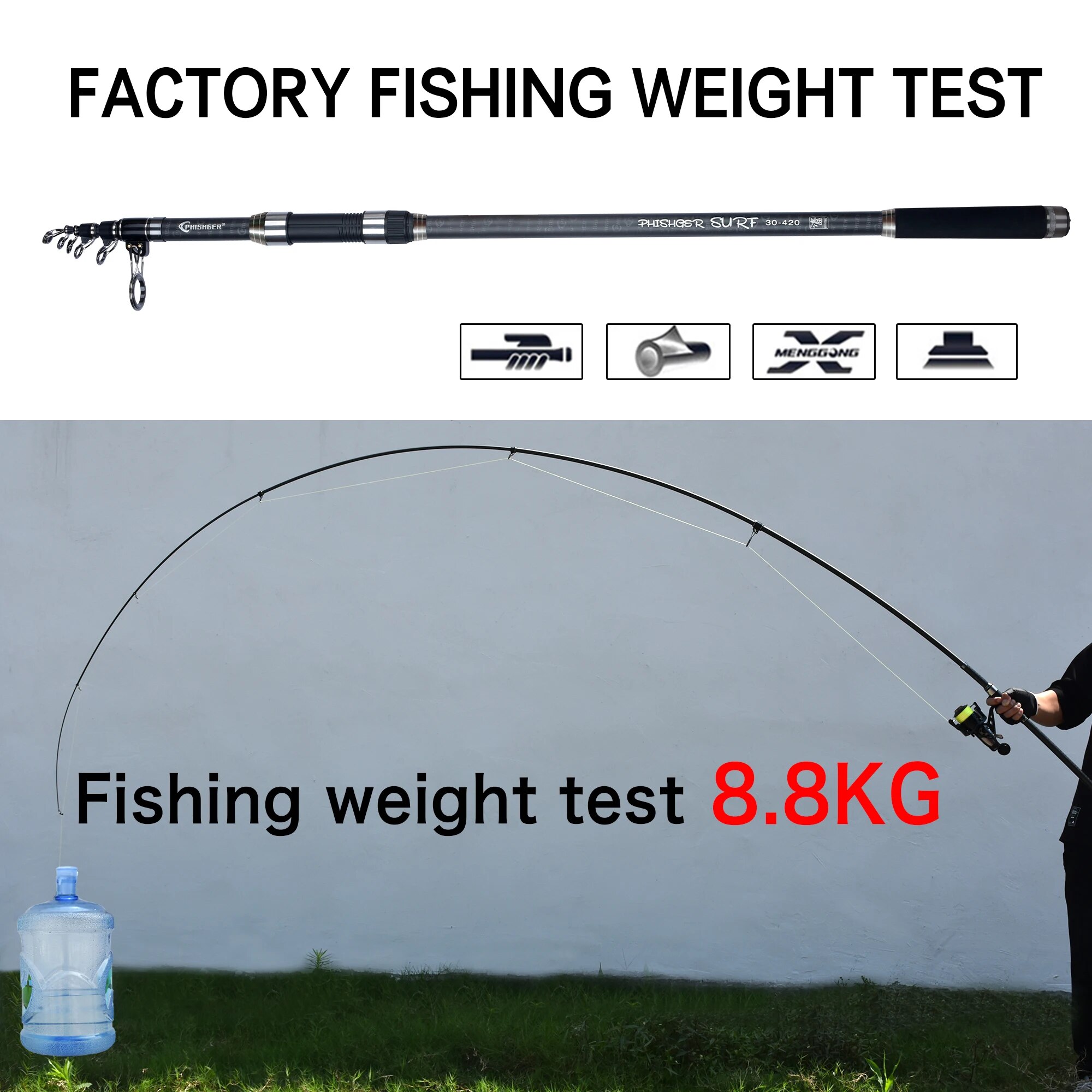 PHISHGER 텔레스코픽 서핑 스피닝 로드, Powe - Surf Fishing Equipment 리뷰 및 가격