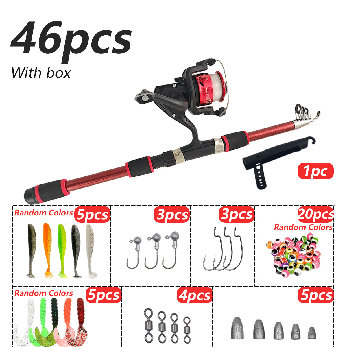 46피스 텔레스코픽 낚싯대 릴 콤보, 초보자 어린이용  - Fishing Equipment For Kids 리뷰 및 가격