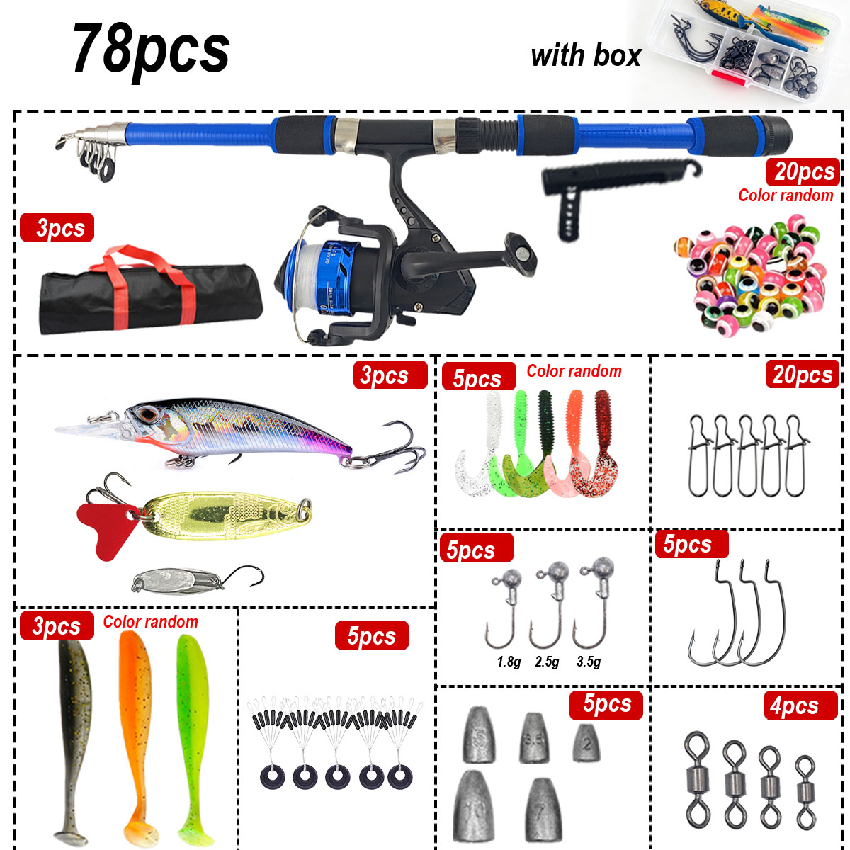 46피스 텔레스코픽 낚싯대 릴 콤보, 초보자 어린이용  - Fishing Equipment For Kids 리뷰 및 가격